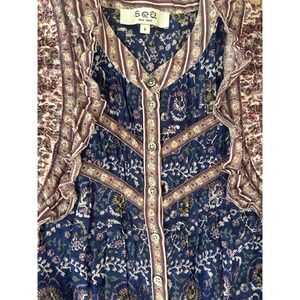 SEA NEW YORK‎ Rosita Border Romper Boho Floral purple multicolor Playsuit Sz 8